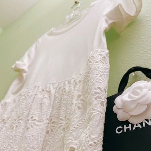 Kate Spade Babydoll Embroidered Top Size S White